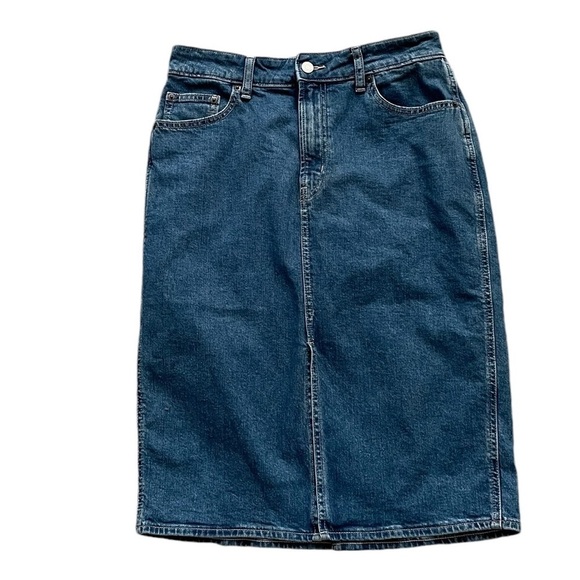 GAP Dresses & Skirts - Higher High-Waisted Button-Fly Midi Jean Pencil Skirt Size 7/28